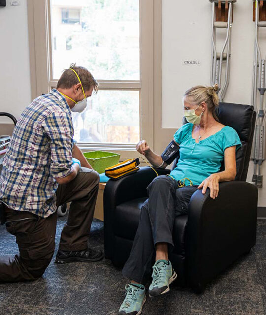 Patient getting blood pressure taken