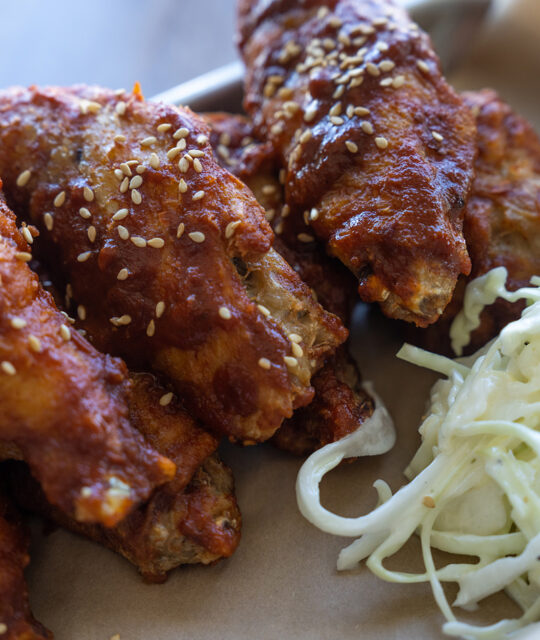 Wings and homemade slaw