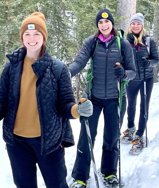 Happy snowshoers on a guided tour