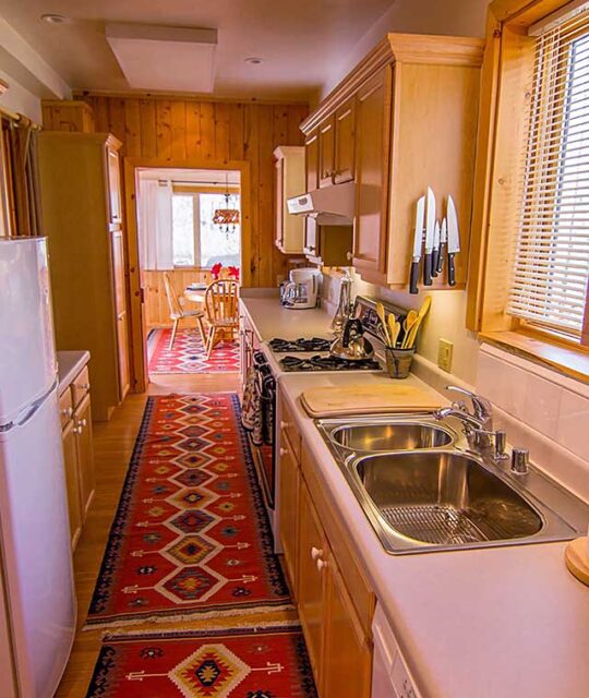 Kitchen and dining at the Brownell Chalet