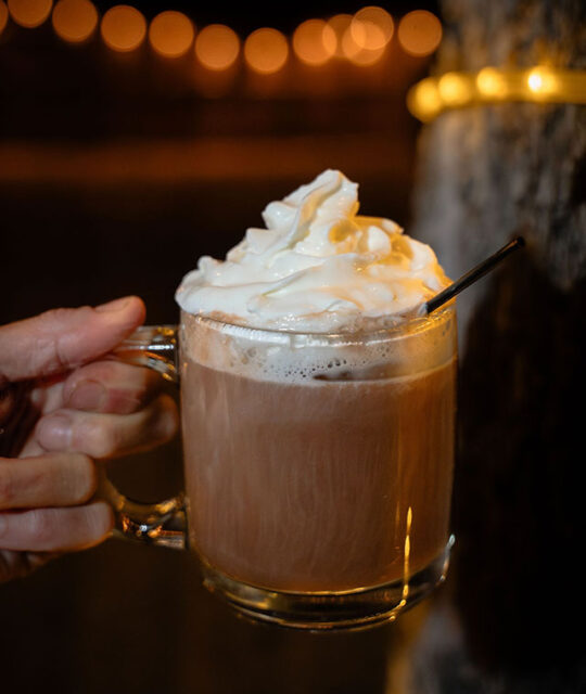 Ski Lift hot cocoa with whipped cream.