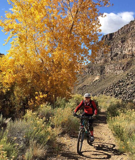 Mountain biker on the Slide Trail in Rio Grande Gorge.