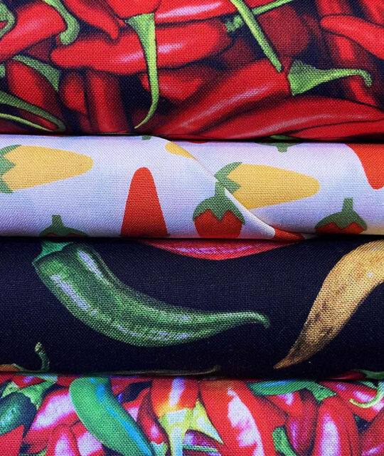 Colorful chili fabric prints.