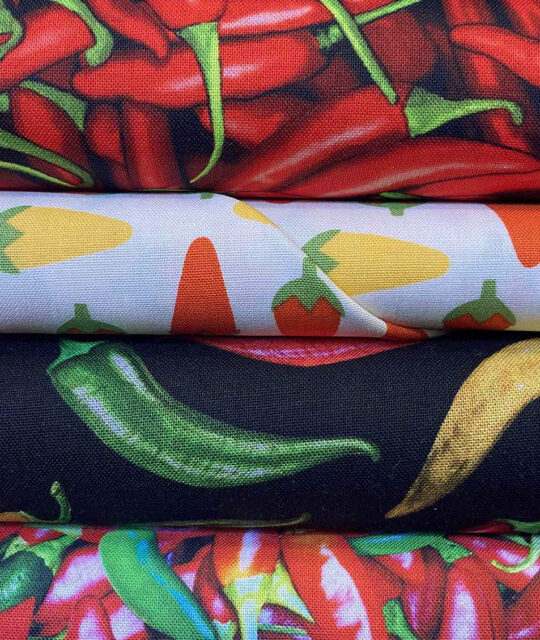Colorful chili fabric prints.