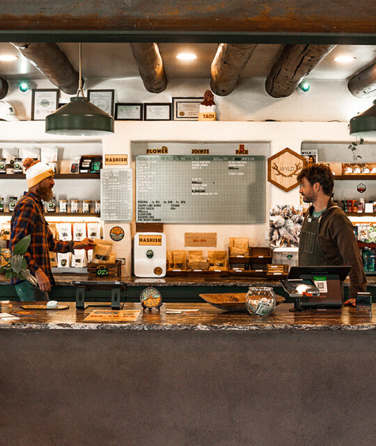 Customer service at Bighorn Weed cannabis dispensary in Taos.