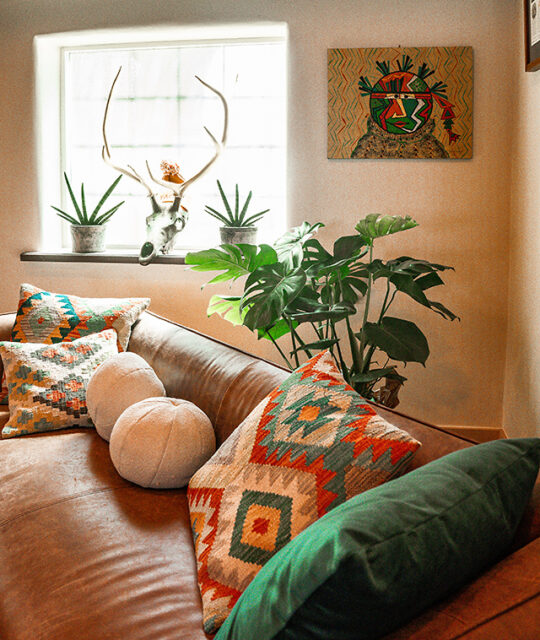 Southwest decor seating area in retail store.