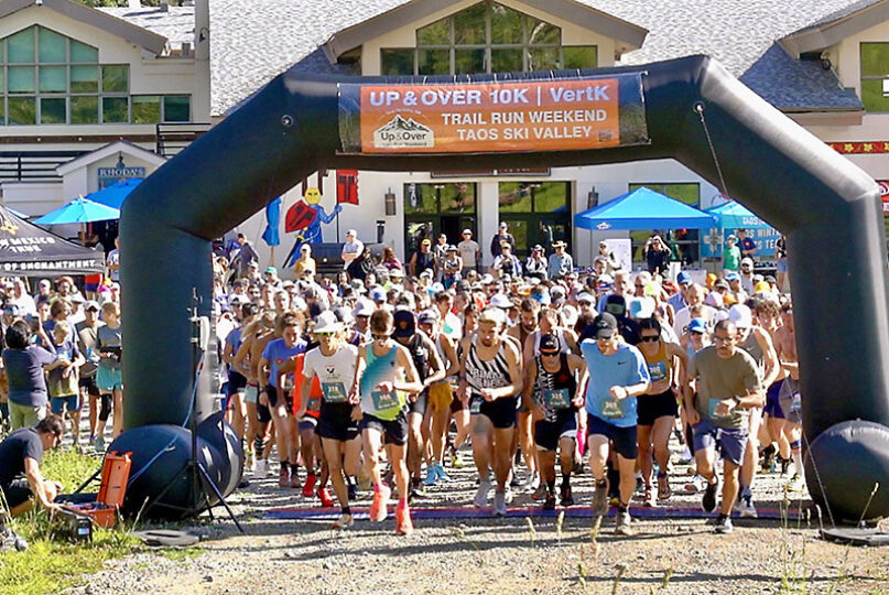 Start of the 2024 Up & Over 10K Trail Run in Taos Ski Valley.