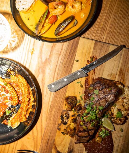 Steak on board and several other dinner selections from ACEQ.