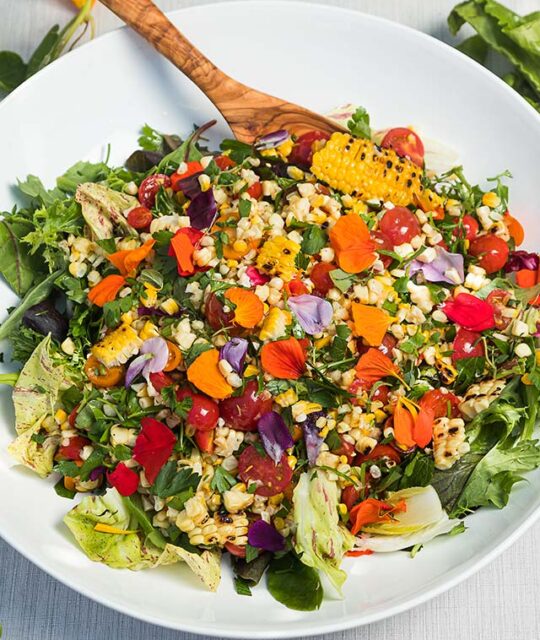 Chopped salad with roasted corn