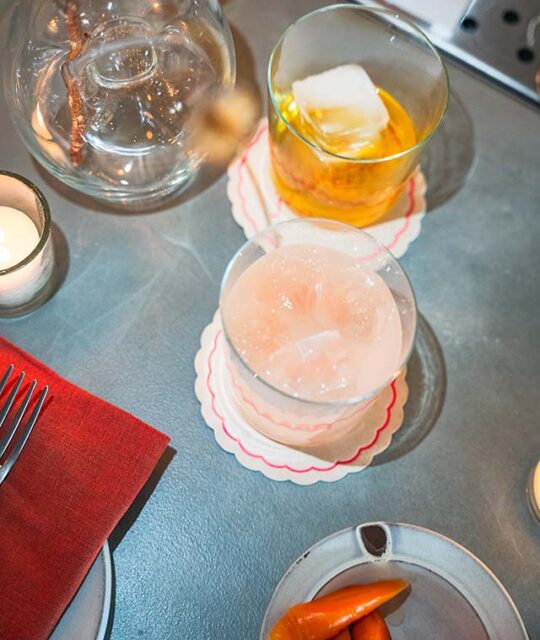 Two cocktails mixed at restaurant Juliette's bar at Hotel Willa