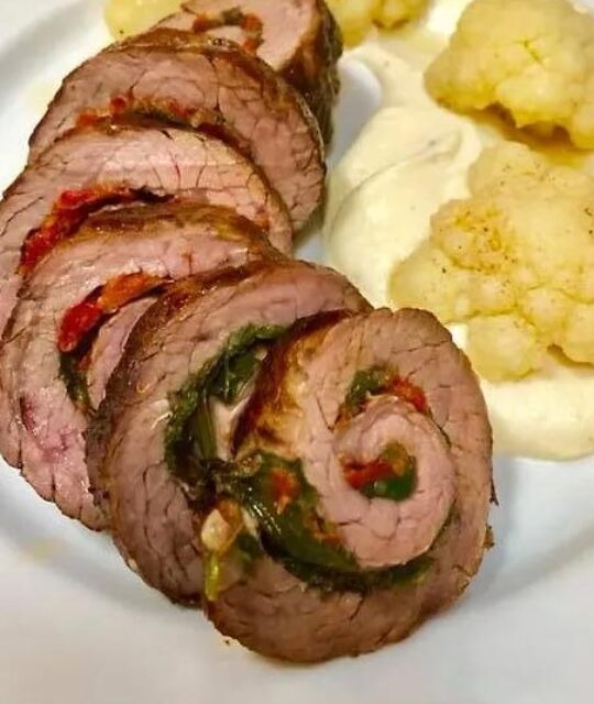 Bison Roulade with roasted cauliflower at La Luna fine dining in Taos.