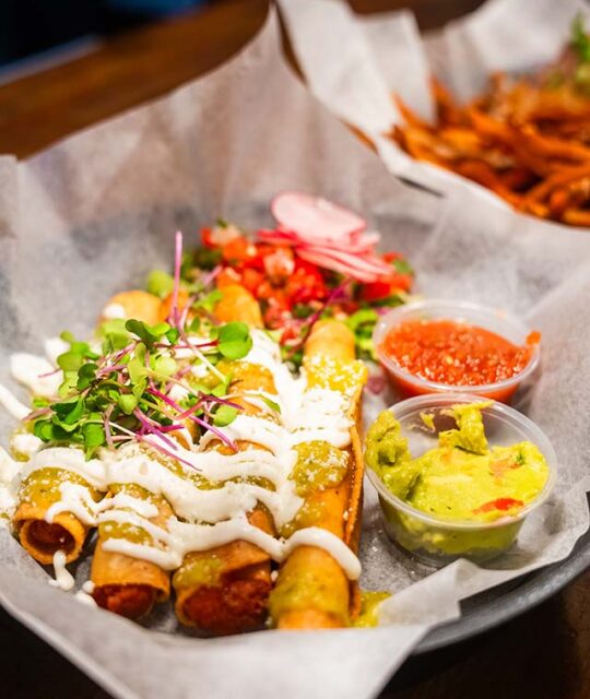 A basket of taquitos from DALEEE TSV in Taos Ski Valley.