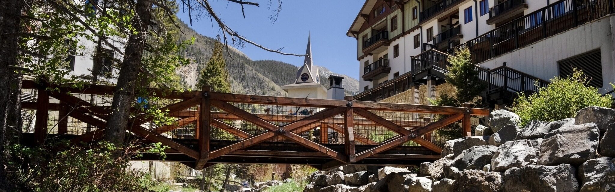 Small Bridge in town with buildings